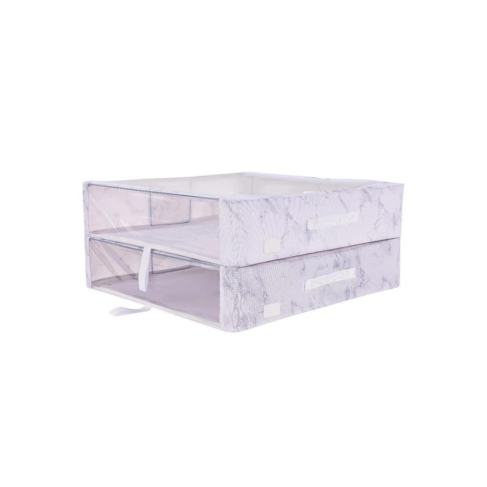 Periea 2-Piece Large Slim Storage Boxes with Gliders Marble